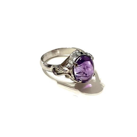 Silver Tone Amethyst Ring - Picture 1 of 5